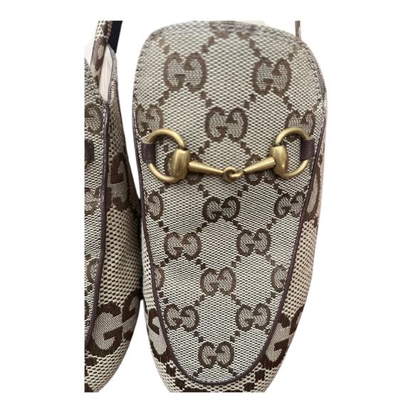 Gucci Princetown Horsebit Detail Leather Canvas Jacquard Mule Slippers Beige 8.5 - Picture 8 of 13